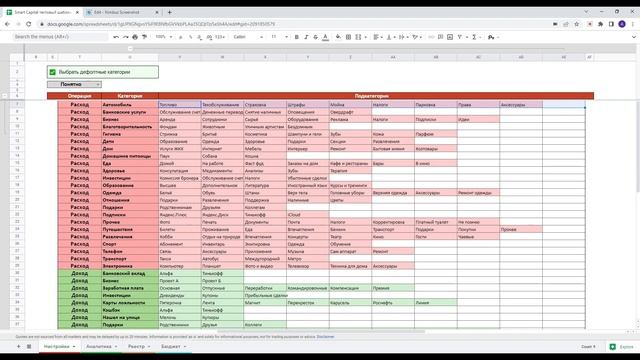 Обзор Smart Capital. Google-таблица для учета личного капитала