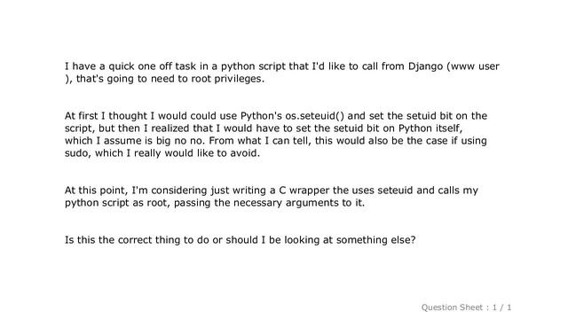 Django : Execute Python Script as Root (seteuid vs c-wrapper) смотреть онлайн