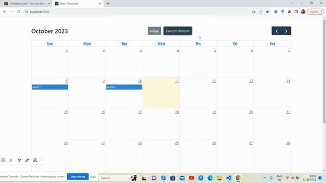 Customized FullCalendar in Reactjs смотреть онлайн