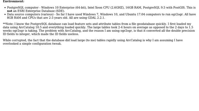 GIS: ogr2ogr slow to load ArcGIS file geodatabase data into PostgreSQL смотреть онлайн