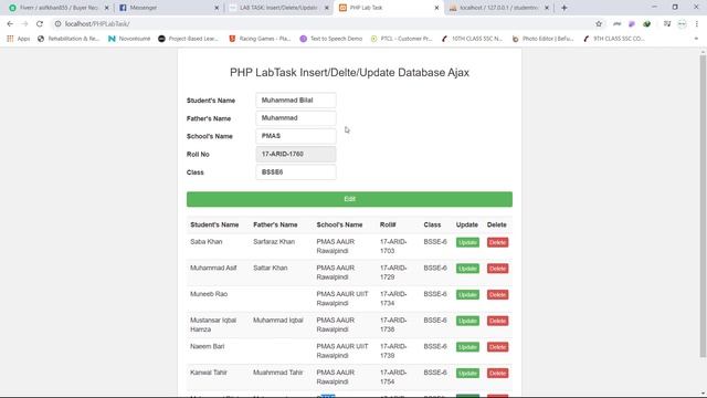 PHP Ajax Requests--Insert Delete Update Database without reloading--Web Engineering Lab Task смотреть онлайн