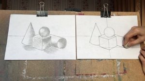 Здравствуйте. Тема «Геометрические фигуры» от 22.12.20 натюрморт, карандаш