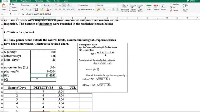 HOW TO PLOT NP CONTROL CHART FOR DEFECTIVES IN EXCEL | QUALITY AND OPERATIONS | SITORA INOYATOVA смотреть онлайн
