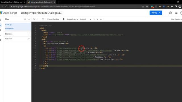 External links from Dialog boxes & Sidebars using Google Apps Script смотреть онлайн