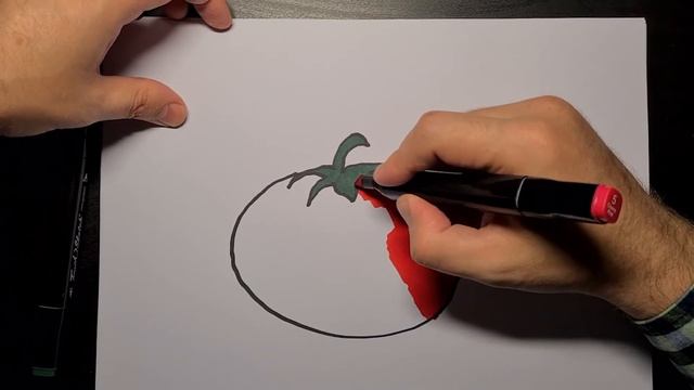 How to draw a red and juicy tomato/Учимся рисовать для детей помидор смотреть онлайн