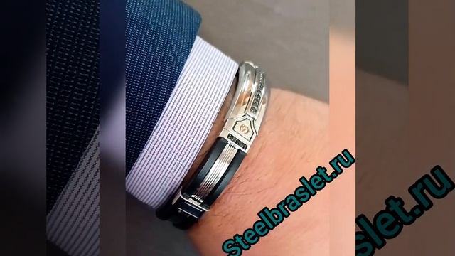 Мужской браслет из серебра каучука и вставками золота. Zancan EXB 296 R-N смотреть онлайн