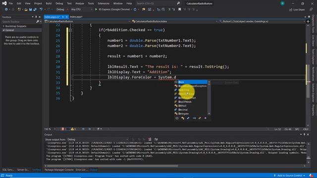 ASPNET Tutorial | Make a simple calculator using radio buttons смотреть онлайн