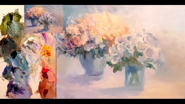 Как нарисовать букет цветов. Процесс работы с мастер-класса смотреть онлайн