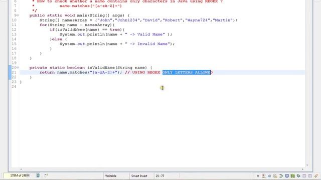 VALIDATE NAME USING REGEX IN JAVA смотреть онлайн