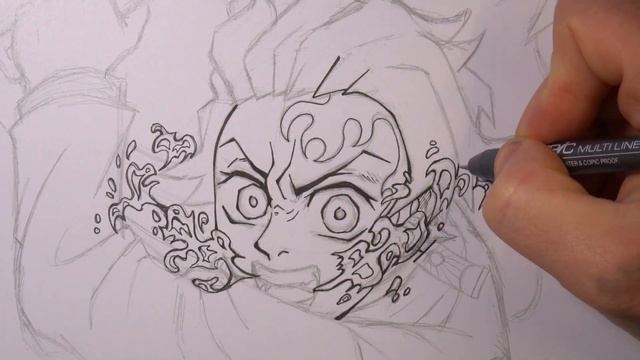 Drawing TANJIRO & YORIICHI - Hinokami Kagura Sun Halo Dragon from Demon Slayer смотреть онлайн