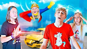 МОЯ ДЕВУШКА стала СУПЕРГЕРОЕМ на 24 часа! Смешные Ситуации с Одноклассниками