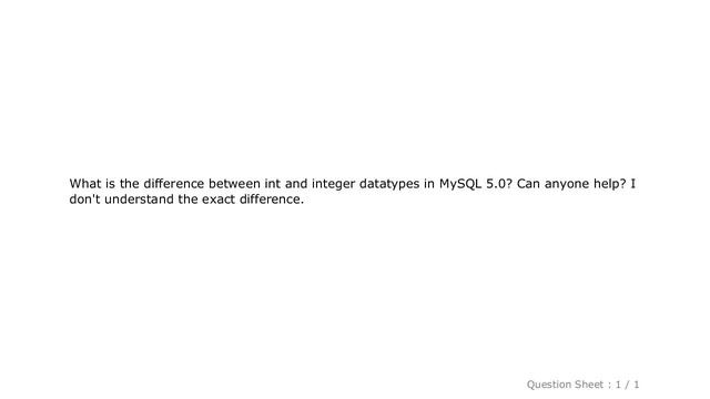 MySQL : What is the difference between int and integer in MySQL 5.0? смотреть онлайн
