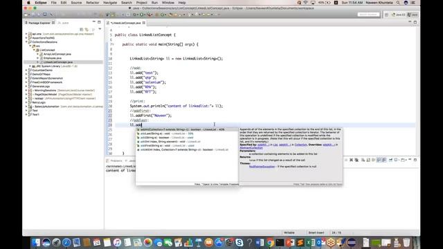LinkedList in Java Collections Framework Tutorial Part 3 смотреть онлайн