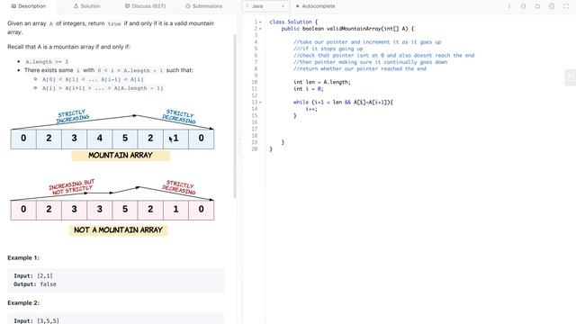 Valid Mountain Array Java [[Leetcode 941]] смотреть онлайн