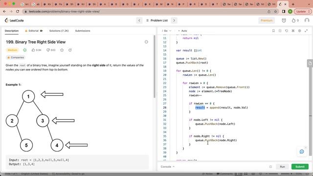 leetcode binary-tree-right-side-view(golang, java) problem: 199 смотреть онлайн