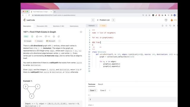 Leetcode 1971: Find if Path Exists in Graph смотреть онлайн