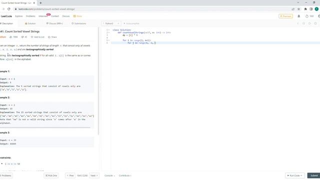 May 11/2022 LeetCode Challenge: Count Sorted Vowel Strings смотреть онлайн