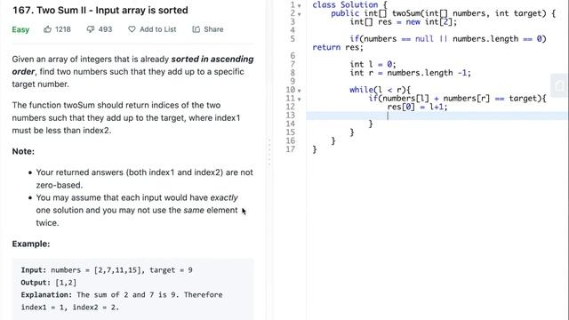 Leetcode 167 Two Sum II(Java) #easy смотреть онлайн