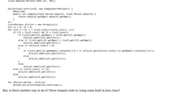 Merge two lists in Java and sort them using Object property and another condition смотреть онлайн