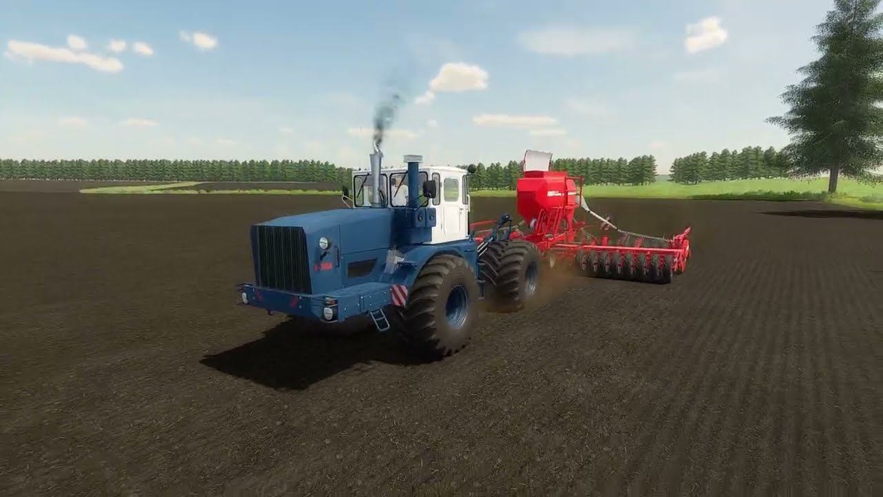 Кировец К-701Р, работа с посевным комплексом на карте Сибирские просторы! смотреть онлайн