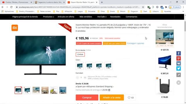 ? ¡Oferta Aliexpress! Xiaomi Monitor Redmi 1A barato 105€ ¡34% DTO! Opiniones | Descuentos ? смотреть онлайн