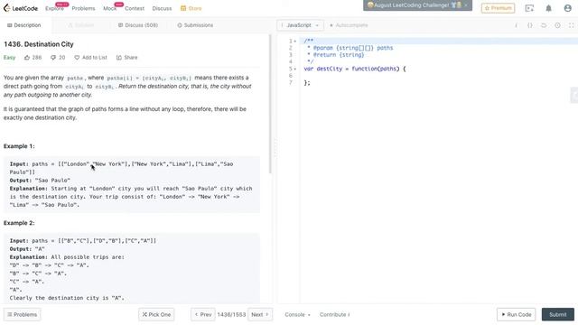 Leetcode Destination City смотреть онлайн