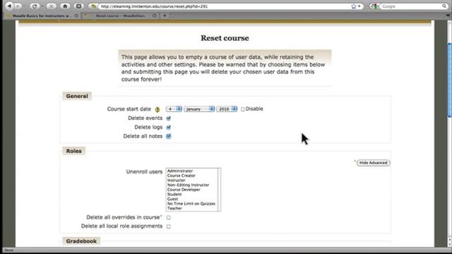 Moodle Course Reset (Moodle 1.9) смотреть онлайн