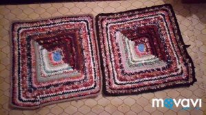 Как связать коврик из старых вещей Квадратный коврик  крючком
 Коврик своими руками