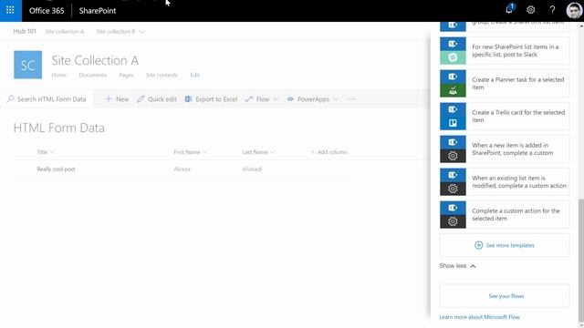 An introduction to Flow - Sending an HTML form to SharePoint online list смотреть онлайн