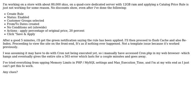 Magento: Catalog Price Rules not working / accessing Cron.php results in 503 смотреть онлайн
