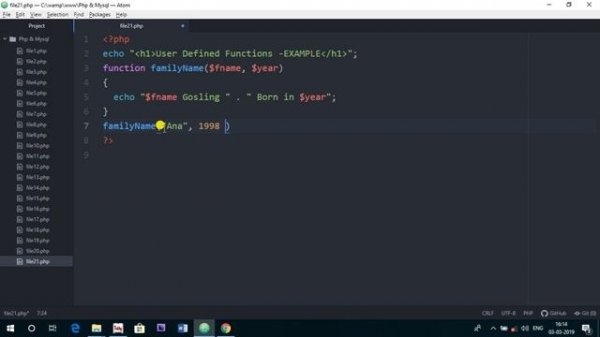 Lecture - 26 - User Defined Functions In PHP - Example 3 - PHP & MySql Series