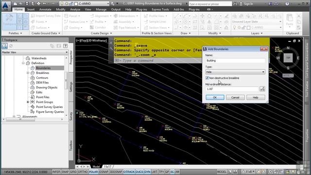 AutoCAD Civil 3D 2014 Tutorial | Adding Boundaries To A Surface смотреть онлайн