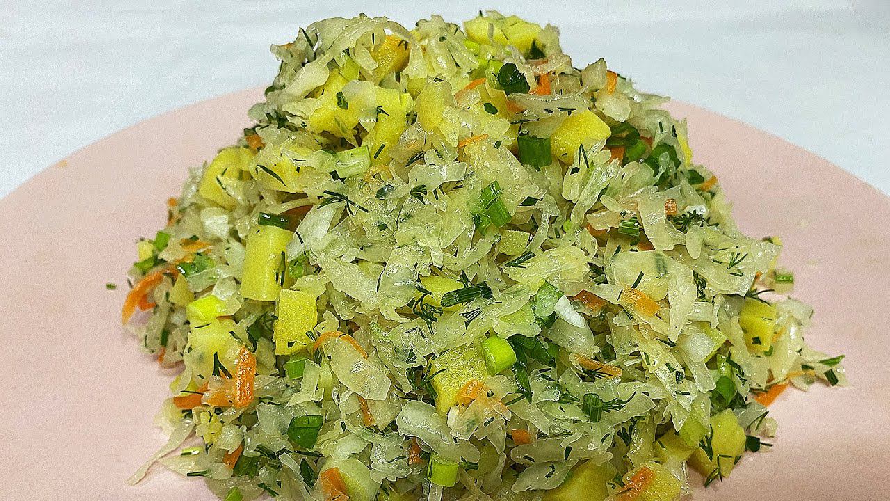 Вкусный салат из квашенной капусты с картофелем смотреть онлайн