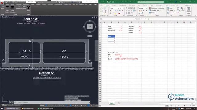 AutoCAD Automation | Box Culvert Drawing | Excel смотреть онлайн