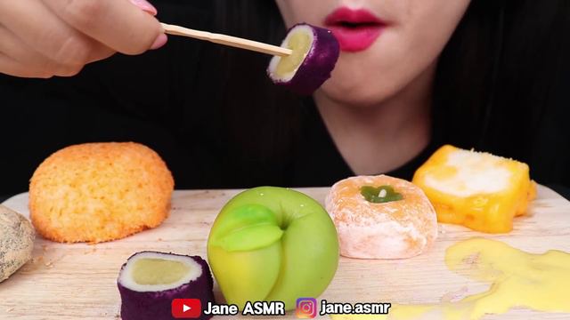ASMR FRUIT RICE CAKE, CHEESE TTEOK, SNOBALL MARSHMALLOW 과일 화과자, 치즈 떡, 스노볼 마쉬멜로우 먹방 MUKBANG смотреть онлайн