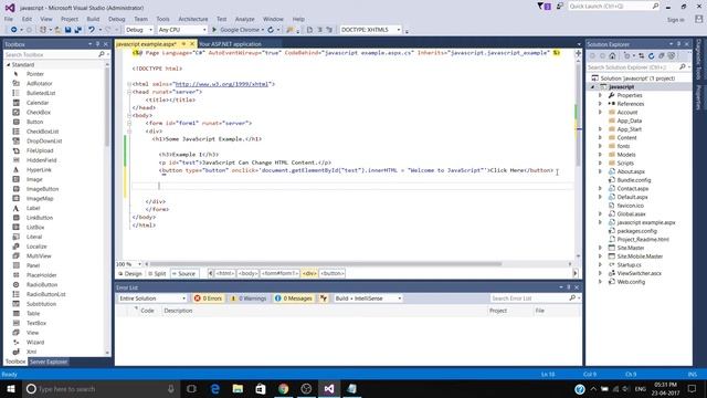 Simple javascript example in asp.net || visual studio 2015 #javascript tutorials 1 смотреть онлайн