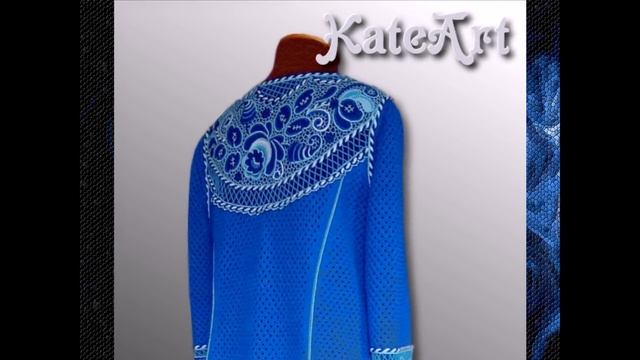 Кардиган "Гжель" - ирландское кружево. смотреть онлайн