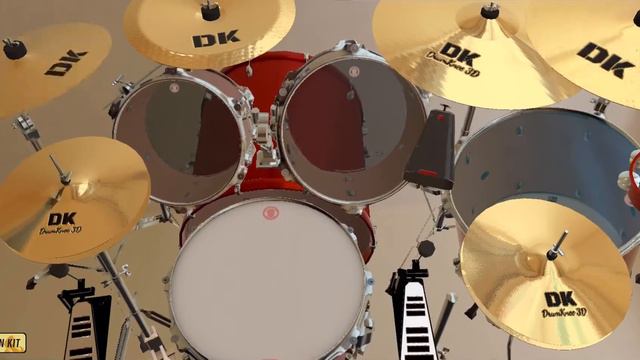 Hard Rock Drumming On IPhone (Drumknee 3D) With Drumless Music Background.