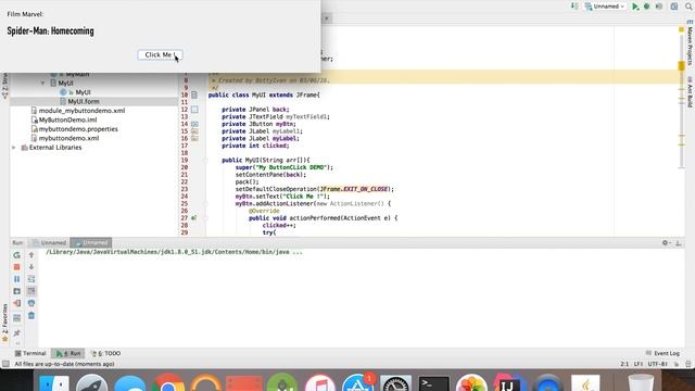 [JAVA GUI] My Click Button Demo смотреть онлайн