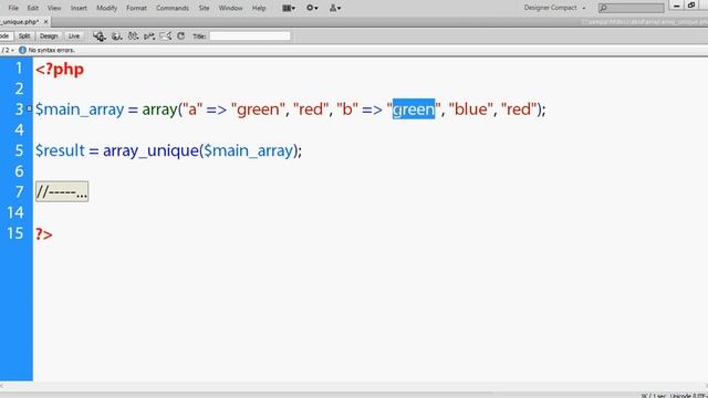 array_unique array function in php смотреть онлайн
