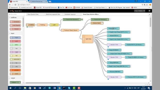 Arduino and Node Red, DHT11, BMP180, DS18B20 Sensors смотреть онлайн