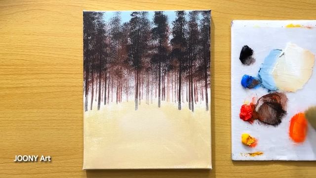 Winter Morning Painting / Acrylic Painting for Beginners смотреть онлайн