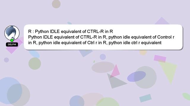 R : Python IDLE equivalent of CTRL-R in R смотреть онлайн