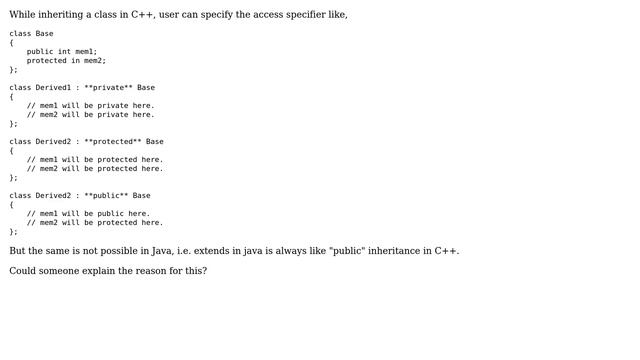 Software Engineering: Why Java does not support private/protected inheritance like C++? смотреть онлайн