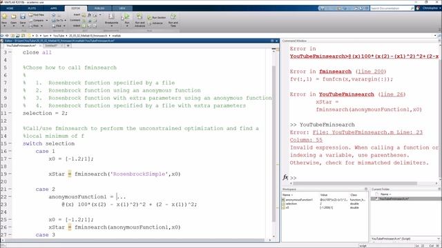 Using ‘fminsearch’ to Minimize a Function Specified by a File with Extra Parameters смотреть онлайн