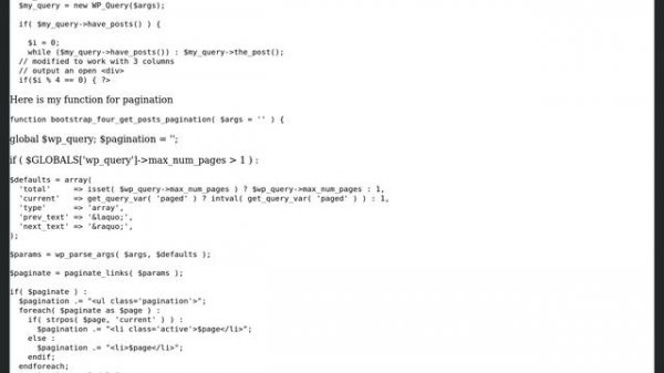 Wordpress: Wordpress pagination with Bootstrap 4 and Grid content Display