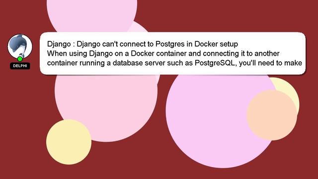 Django : Django can't connect to Postgres in Docker setup смотреть онлайн