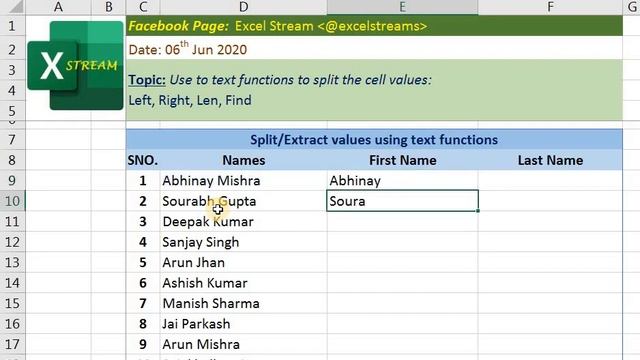 Excel Text function - Split cell смотреть онлайн