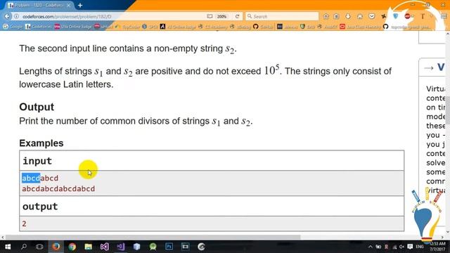 CodeForces 182D - Common Divisors смотреть онлайн