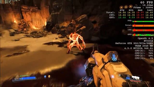 Doom 2016 on Nvidia GTX 950/Core i3 2120/8GB RAM (PC) смотреть онлайн